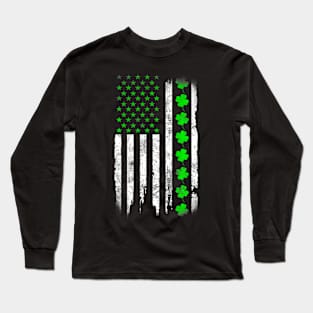 Irish US American Flag With  For St Patricks Day Long Sleeve T-Shirt